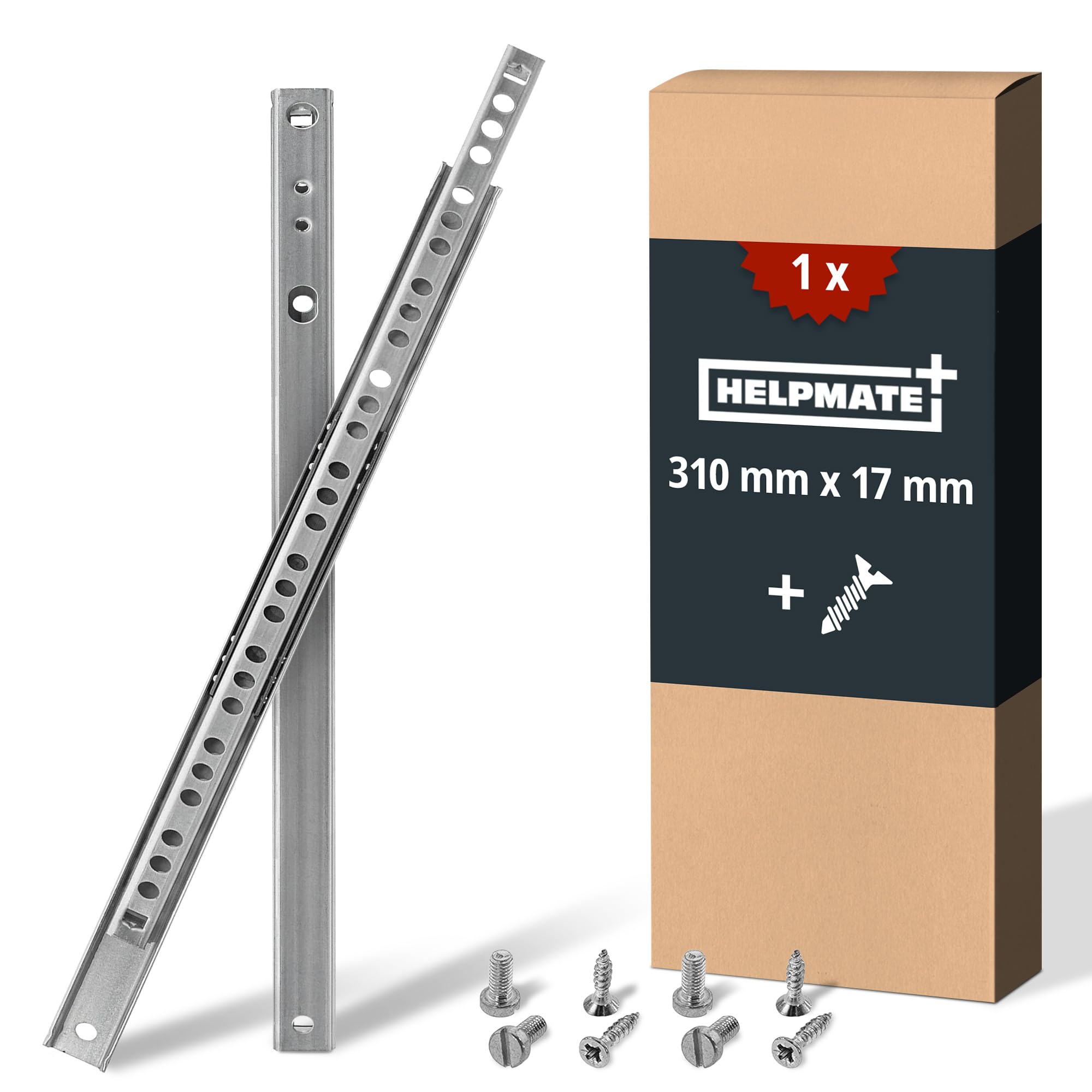 HELPMATE – Nut-Schubladenschiene 27 mm – 310 mm – 1 Paar – Stahl verzinkt