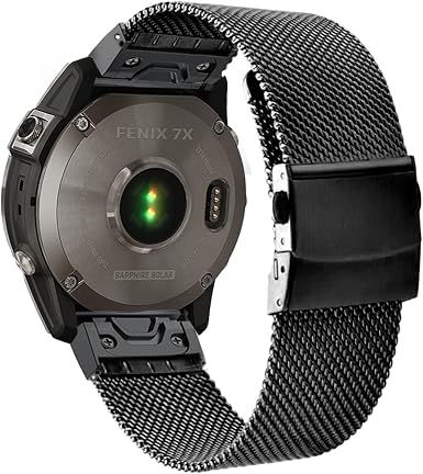 Amazon.com: Abanen Fenix 7X / Fenix 6X / Fenix 5X / Enduro Correa de reloj  de metal, ajuste rápido de 1.024 in de malla de acero inoxidable con  hebilla plegable para Garmin
