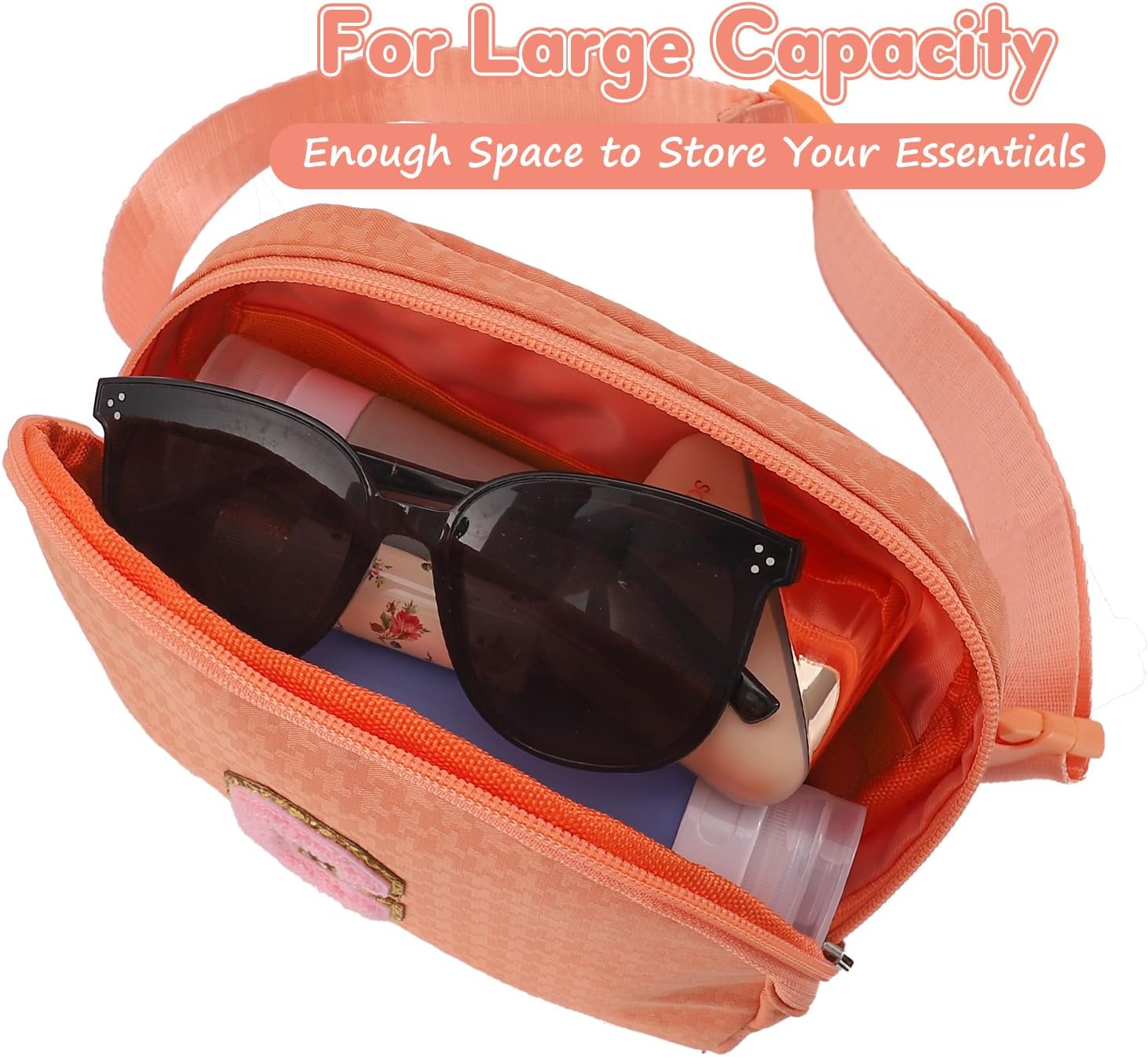 Fanny Pack for Girls,Birthday Easter Gifts,Chenille Initial Letter Girls Crossbody Bag,Preppy Teen Belt Bag for Graduation Travel Gifts,Cute Sequin Trendy Stuff.(Orange-R) - Image 4