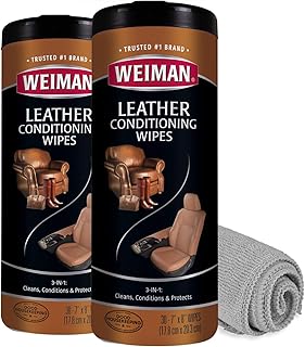 Sponsored Ad - Weiman Leather Cleaner Wipes - 2 Pack with Microfiber Cloth - Clean Condition UV Protection Help Prevent Cr...