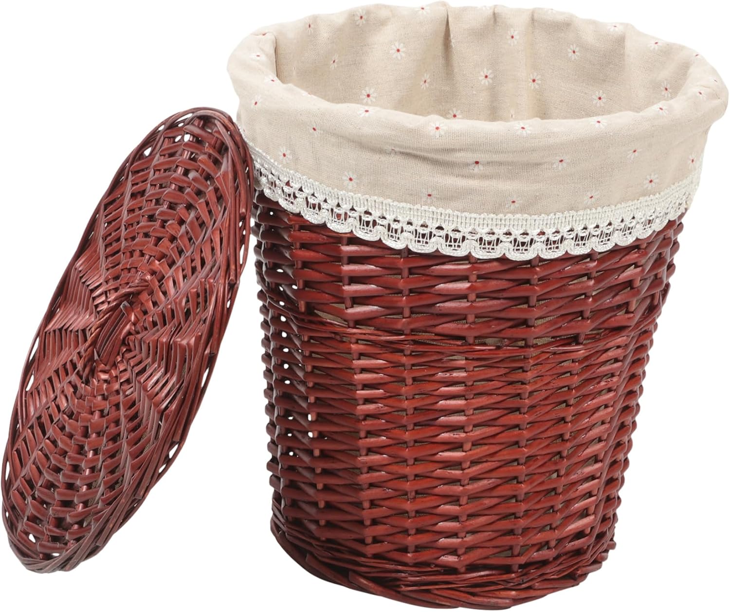 Holibanna Handmade Woven Storage Basket Lid for Clothes Toys and Blankets Multi- Material Laundry Hamper for Home Organization and Giving