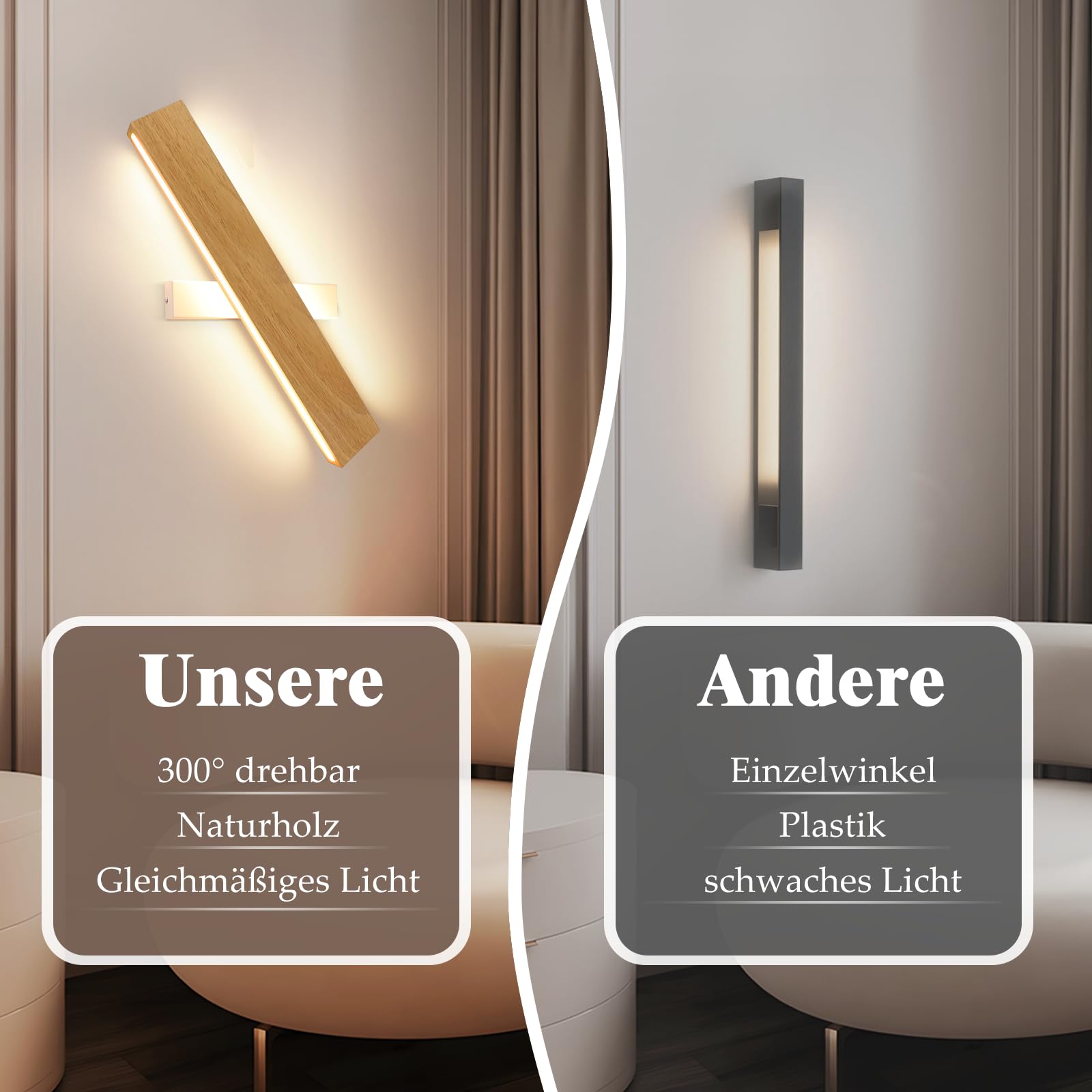 ZMH wandlamp binnen LED - moderne slaapkamer 100CM hal lamp warm wit 31W witte trap lamp wandverlichting voor hal trap kinderkamer woonkamer