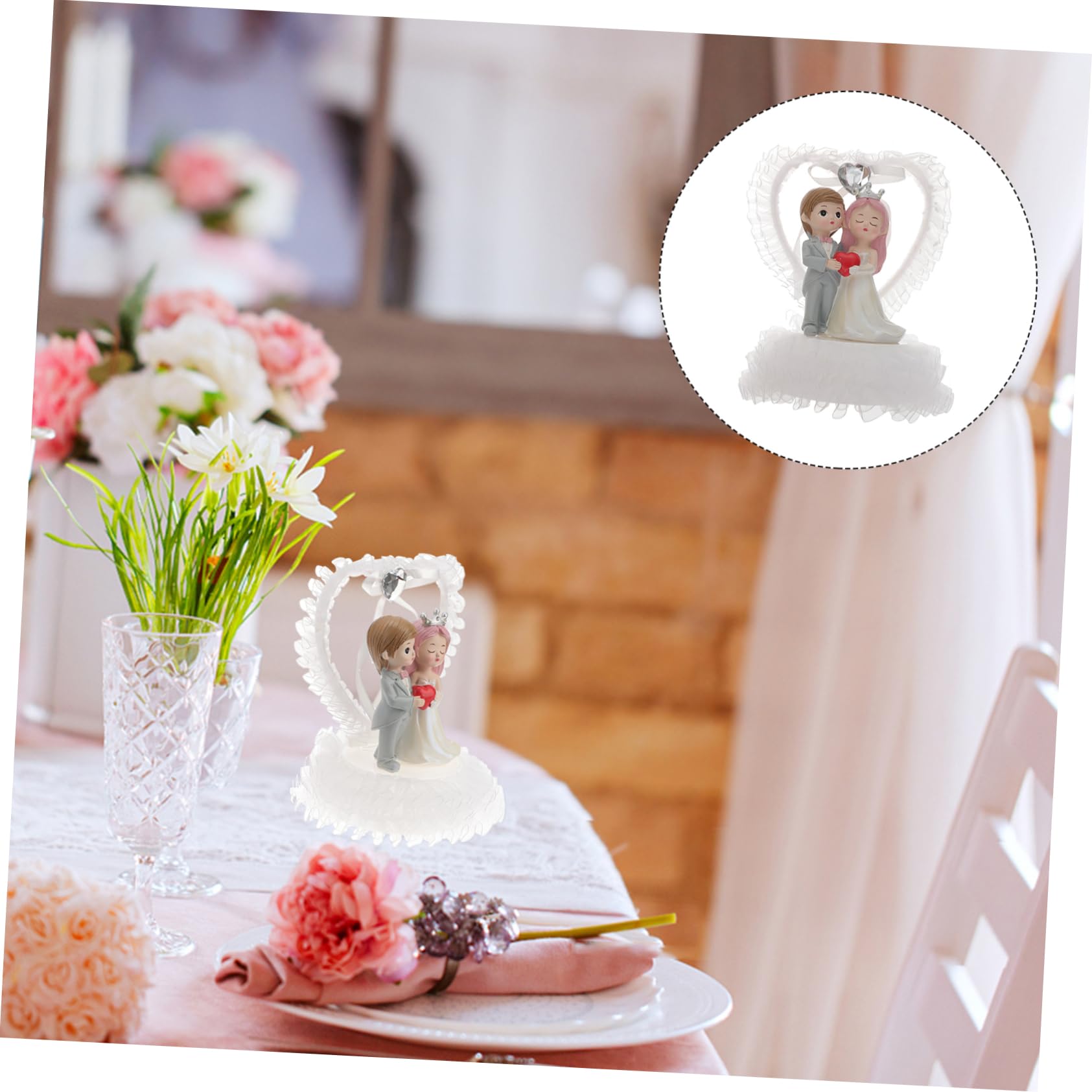 SHOWERORO Hochzeit Paarfiguren Cartoon Ornament Hochzeitsfeier Schmuck Leicht Zu Reinigen Für Schlafzimmer Und Büros Jubiläen