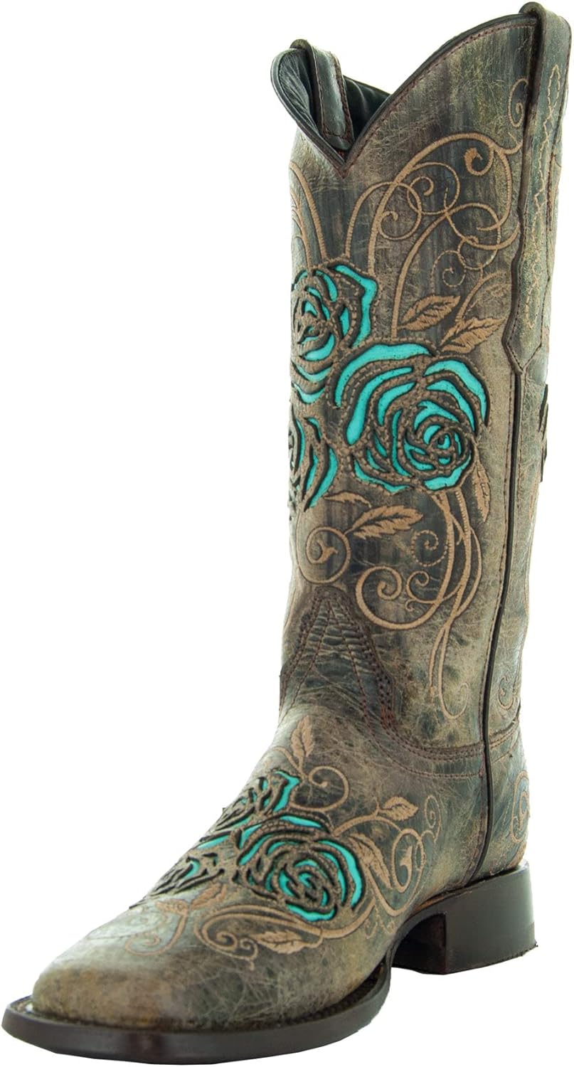 Soto Boots Turquoise Rose Country Cowgirl Boots M50032