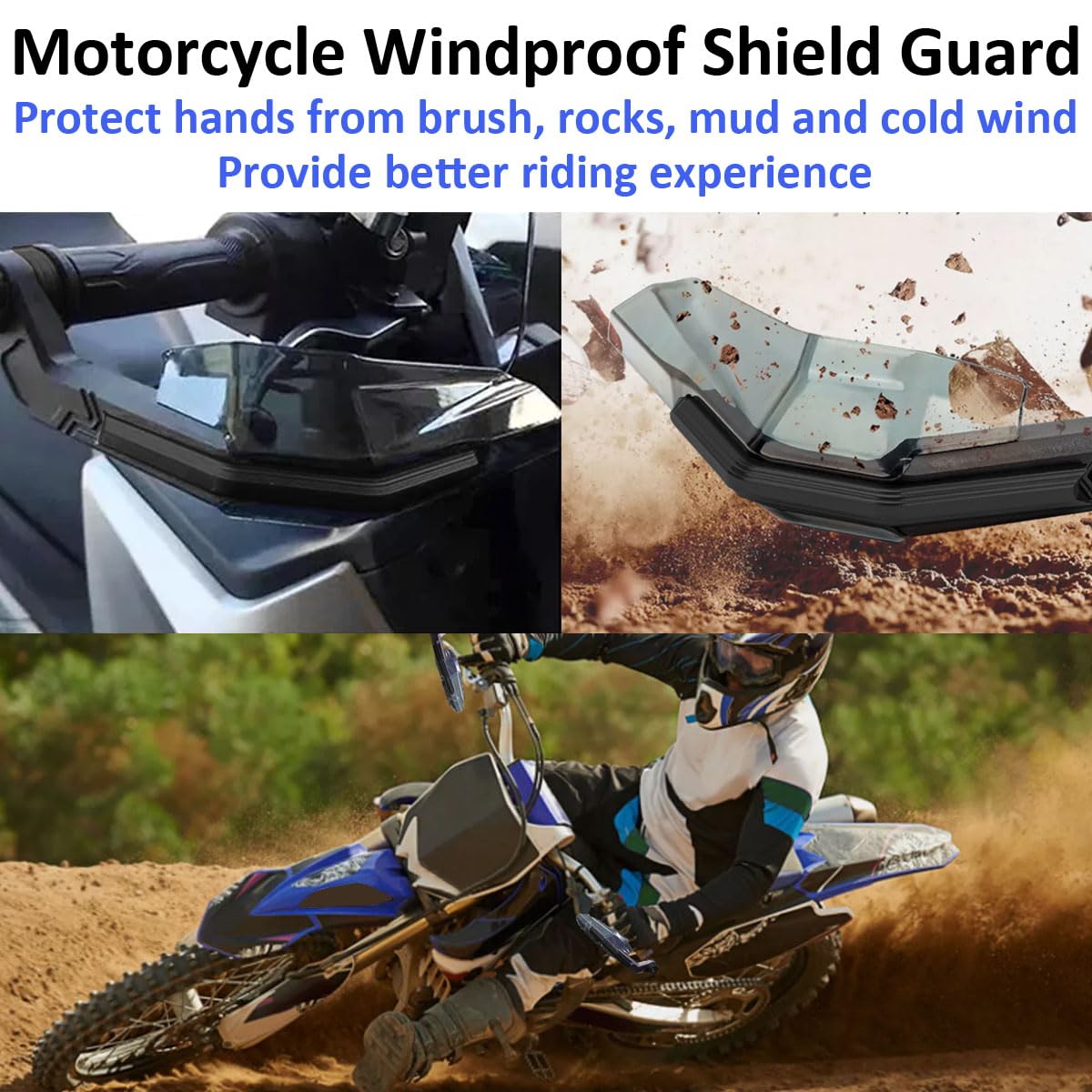 Protège-mains de Guidon de Moto 7/8 Pouces Protecteurs de mains Coupe-vent pour Guidon de moto 22mm Protecteur de Guidon Déflecteur de Vent Bouclier Main Guidon Noir