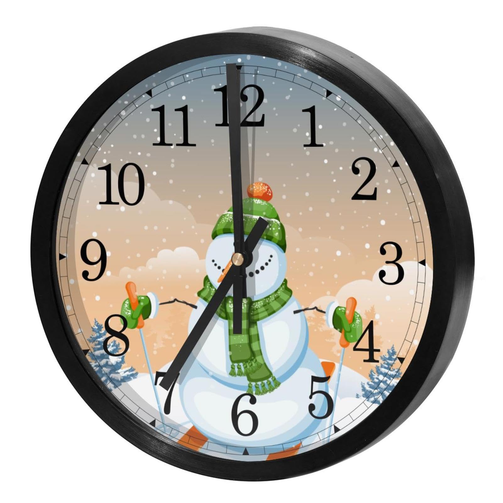 Horloge murale à quartz cadeau de Noël bonhomme de neige pour maison et école