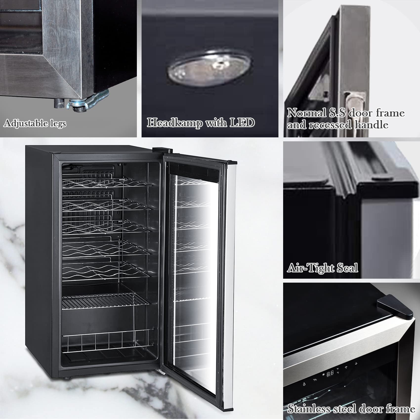 Buy SMETA Small 28 Bottles Wine Refrigerator Cooler with Stainless