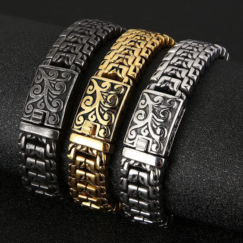 Brazalete Plate Acero Baño Oro