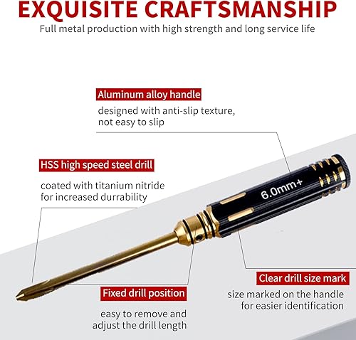 Miniatura 3 de Juego de destornilladores de cabeza Phillips, kit de herramientas de reparación con revestimiento de nitruro de titanio, 0.118in, 0.157in, 0.197in,