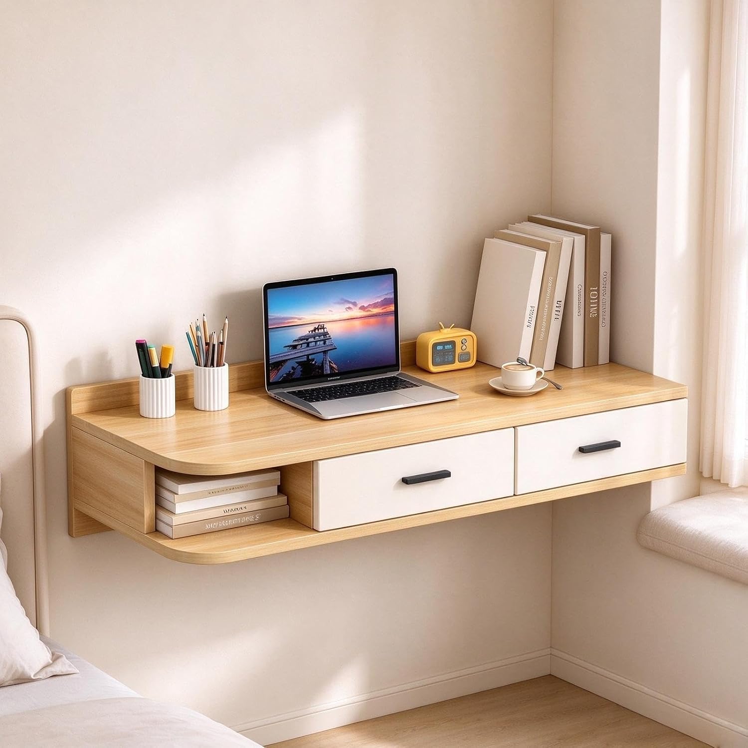 Amazon.com: Floating Wall Mounted Computer Desk,Makeup Vanity Table ...