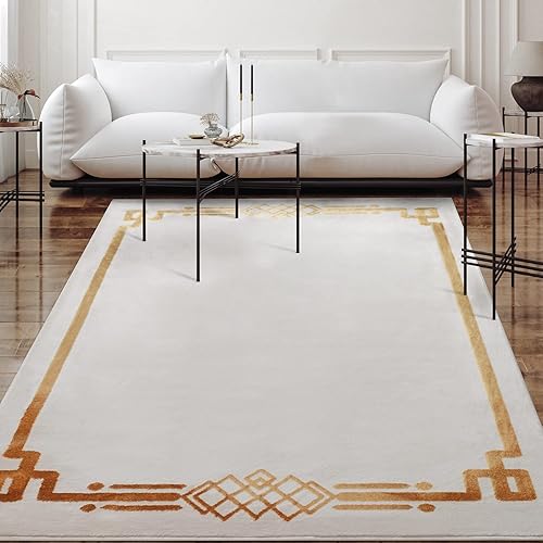 Antep Rugs Babil Gold - Alfombra moderna con bordes de 2 x 10 pies, color beige, 2 x 10 pies