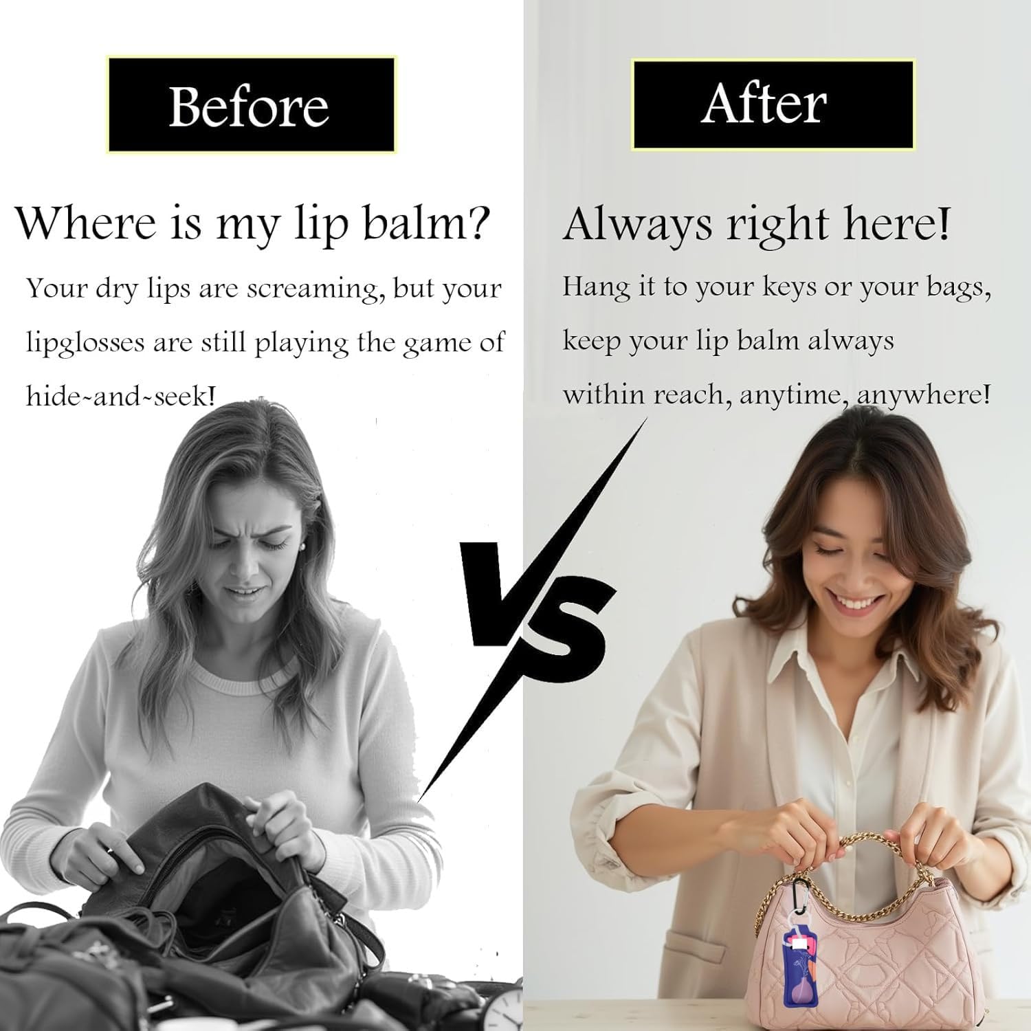 Keychain Holder for Chapstick Lipstick Lip Gloss Cute Lip Balm Keychain Holder with Clip - Image 6