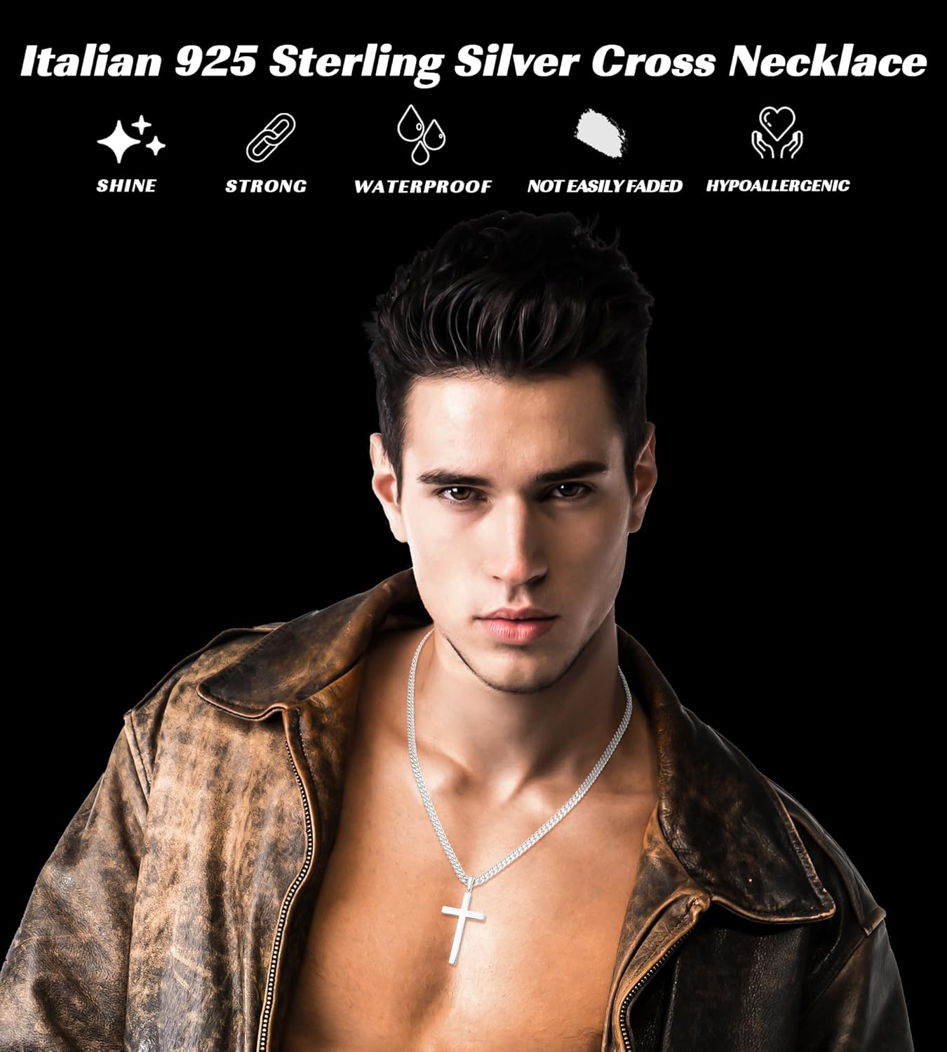 S925 Sterling Silver Thick Cross Necklace for Men, 18k Gold Plated Sterling Silver Cross Necklace with World's Top 4mm Cuban Chain for Men Boys Women, Minimalist Trendy Necklaces 16-26 Inch - Image 3