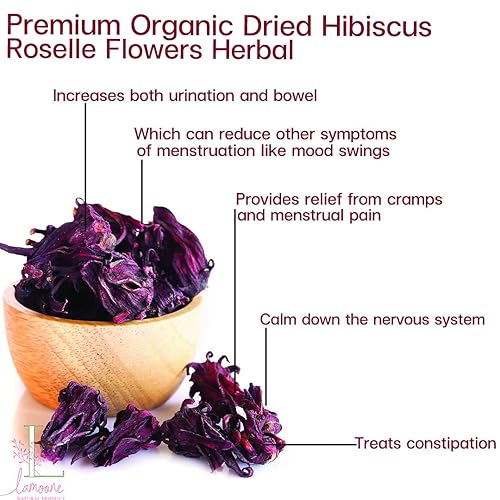 Miniatura 4 de Lamoone Té de hierbas de flores secas orgánicas de hibisco roselle cultivado orgánicamente en Tailandia, 100 g (3.52 oz)