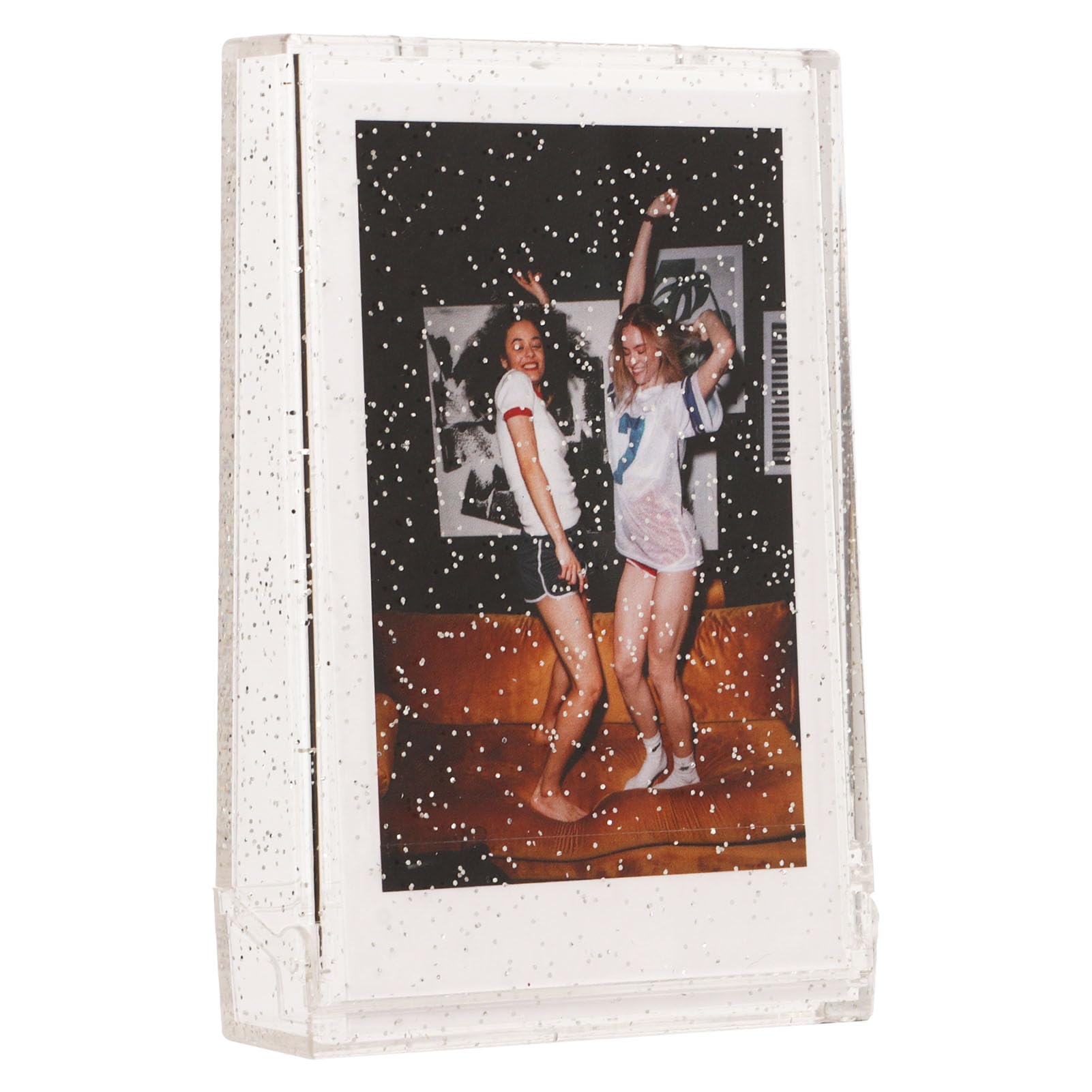 GOWENIC Phot Storage Box, PC Material Crystal Texture for Holding 3 Inch Instant Camera Photos, Perfect for Weddings, Baby Photos, and More (Transparent Glitter)