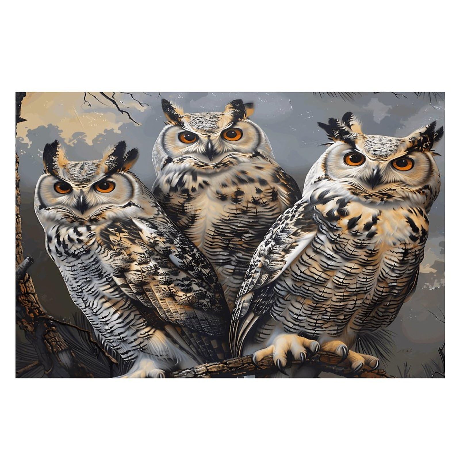 Owl Birds Placemats Wipeable Heat Resistant Table Mats Washable Flax Place Mats Elegant Cloth Non-Slip Placemat for Kitchen Dinning Party Table Decor 12 * 18 in