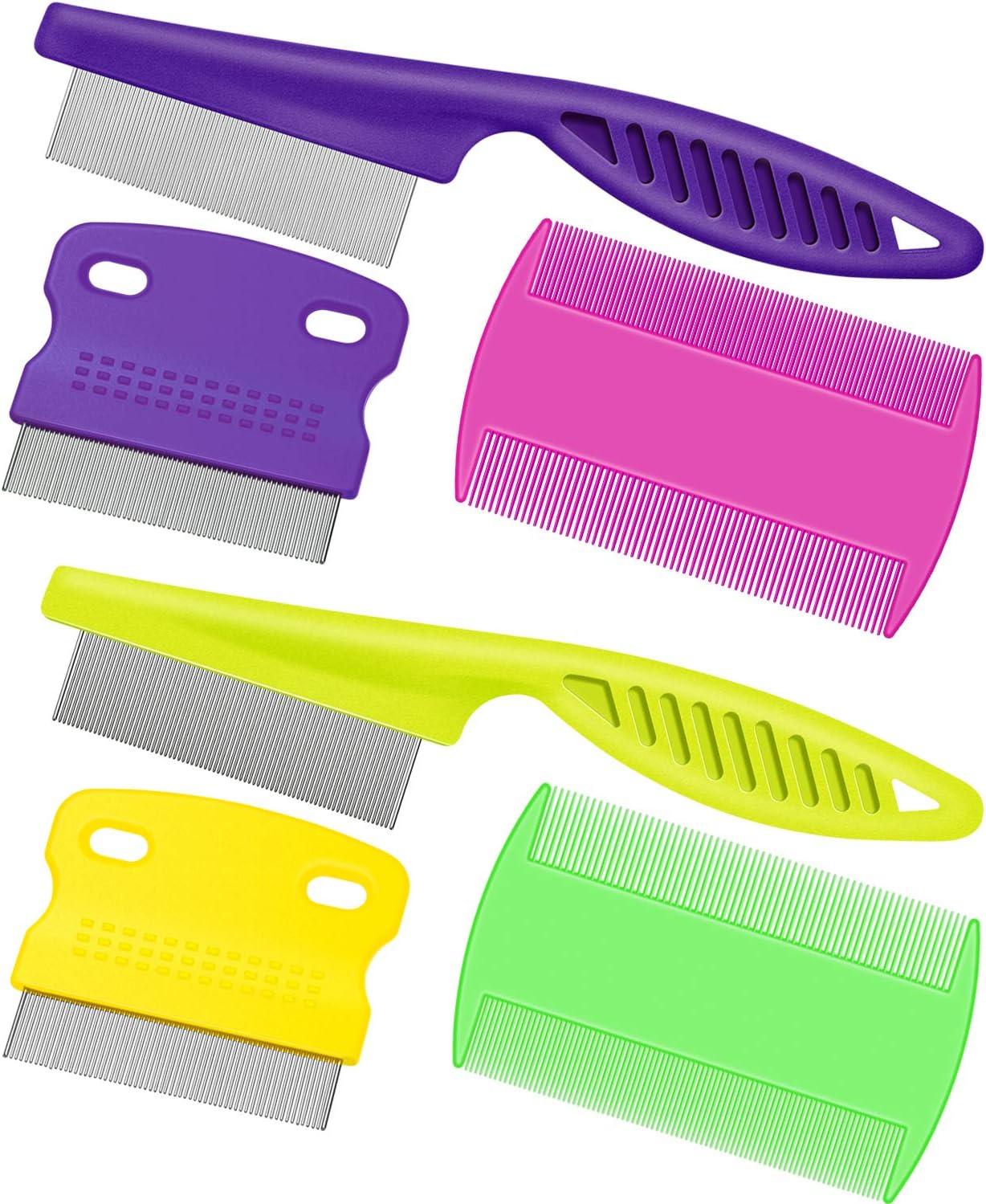 Boao 6 Pack Flea Comb Pet,Pink, Green, Purple, Yellow