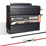 ECO-WORTHY 12V 600W Pure Sine Wave Off-Grid Inverter for Caravan Camping | DC 12V to AC 230V; 600W continuous, 1200W peak; 92% efficiency. For caravans, camping, and solar off-grid systems