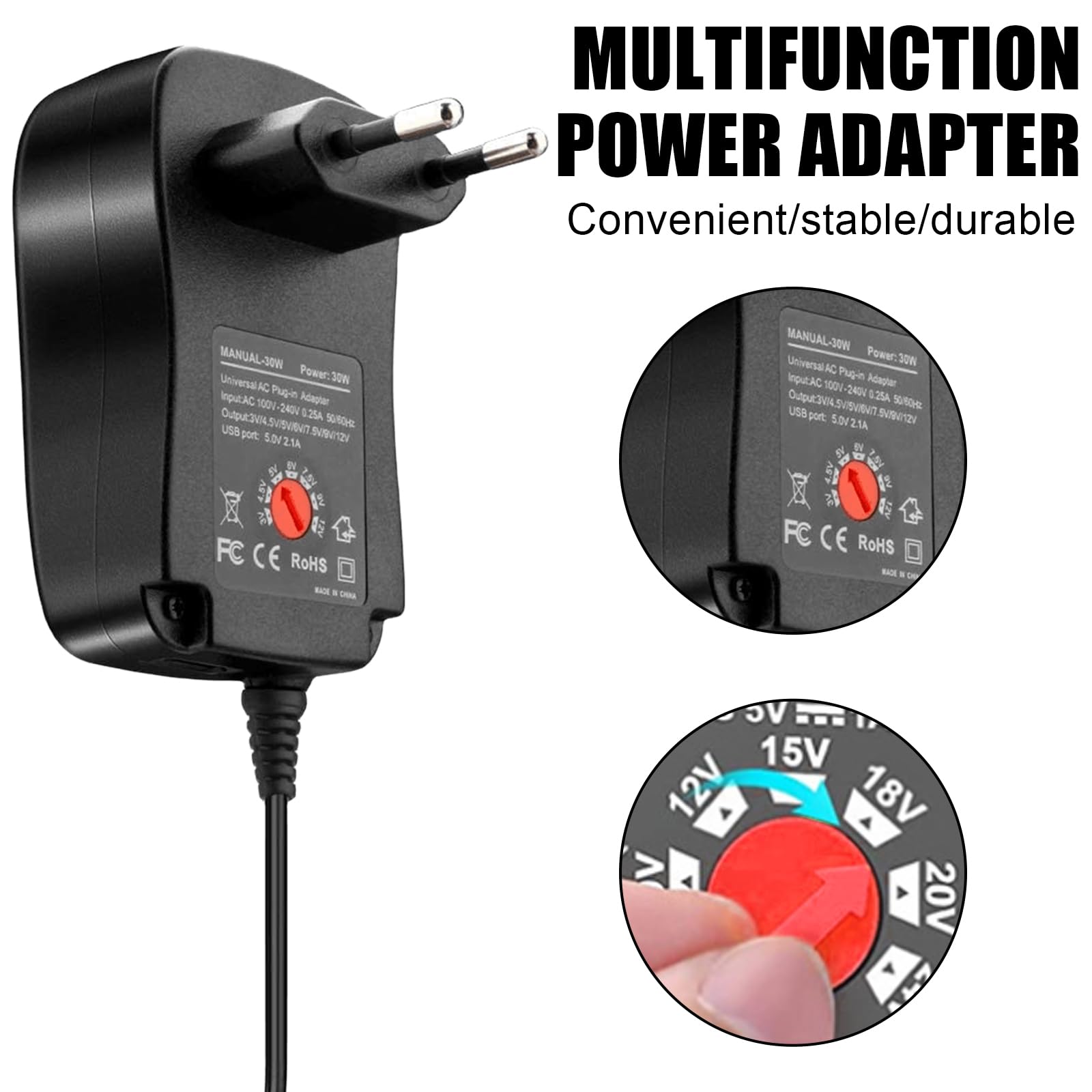 Alimentatore Universale Regolabile 12W AC/DC 3V-12V 1000 - Foto 5