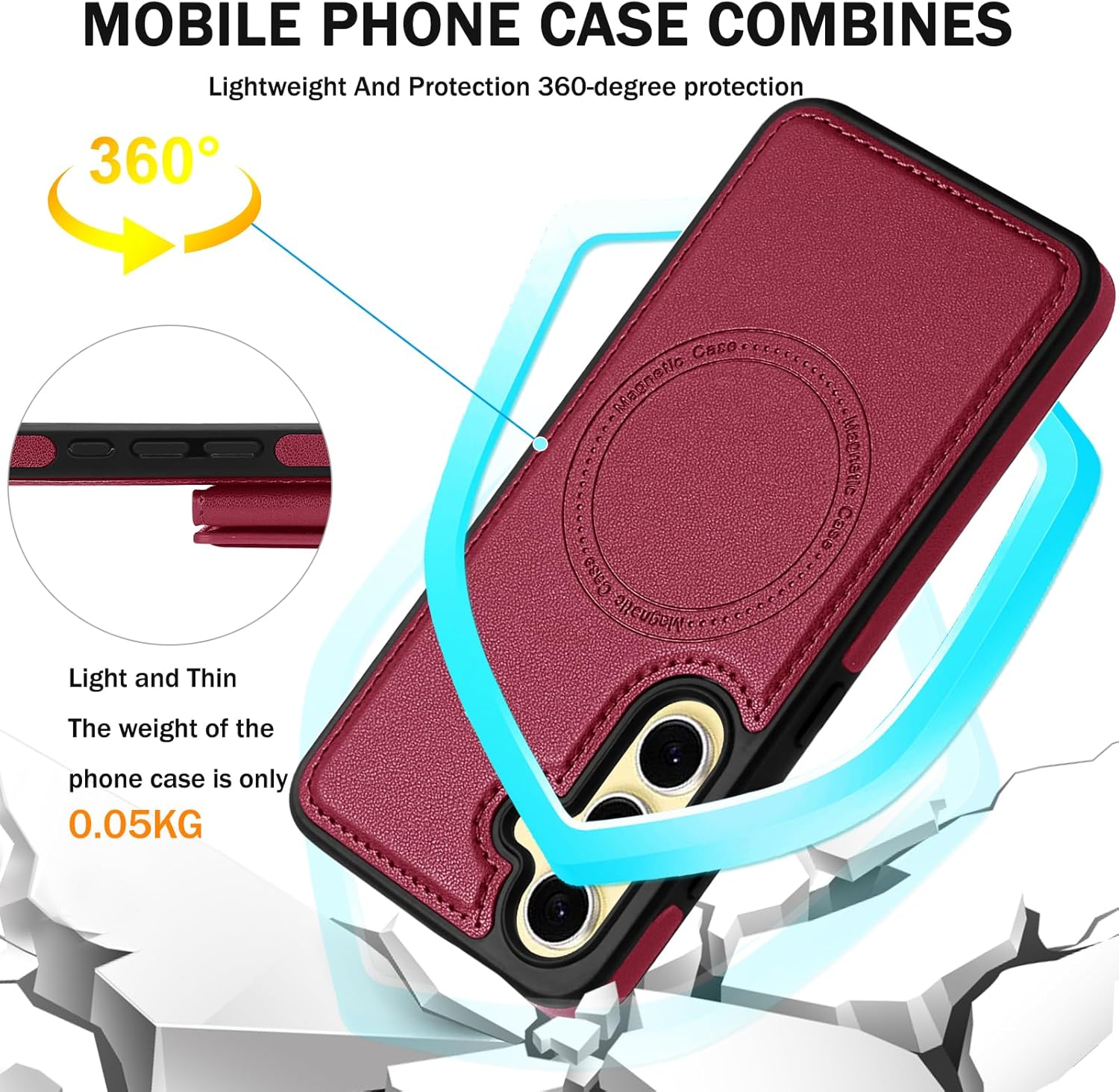for Samsung Galaxy S26 Plus Wallet Case, 2-in-1 Detachable Magnetic Wallet Case, Card Holder RFID Blocking, Fashionable Faux Leather Card Slot & Folding Design (Red)