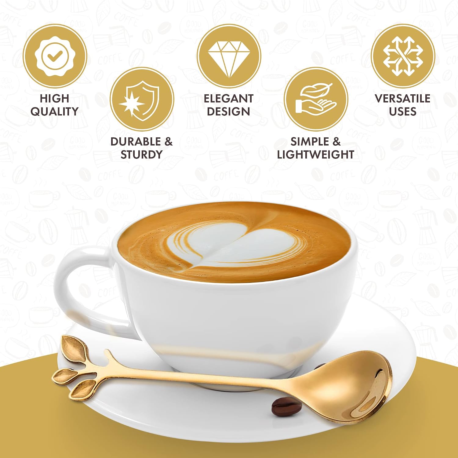 Gold Leaf Espresso Coffee Spoon Ice-Cream Tea Sugar Spoon Stainless Steel 4.7 Inches Mini Stirring Spoons Dessert Demitasse Spoons, Set of 4