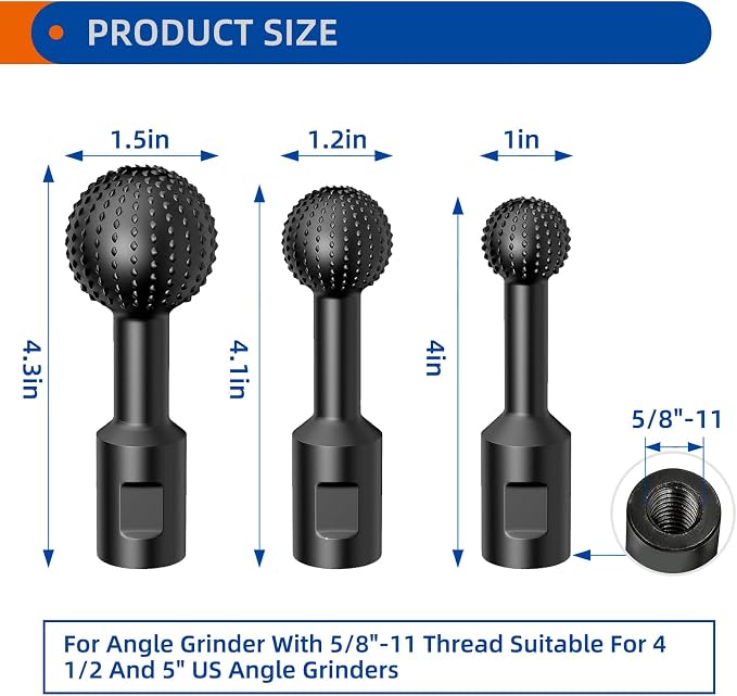 Set de 3 fresas esféricas rotatorias para madera miniatura 3