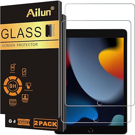 Ailun Screen Protector Compatible with iPad 9th 8th 7th Generation (10.2 Inch, iPad 9/8/7, 2021&2020&2019) Tempered Glass/Apple Pencil Compatible [2 Pack]