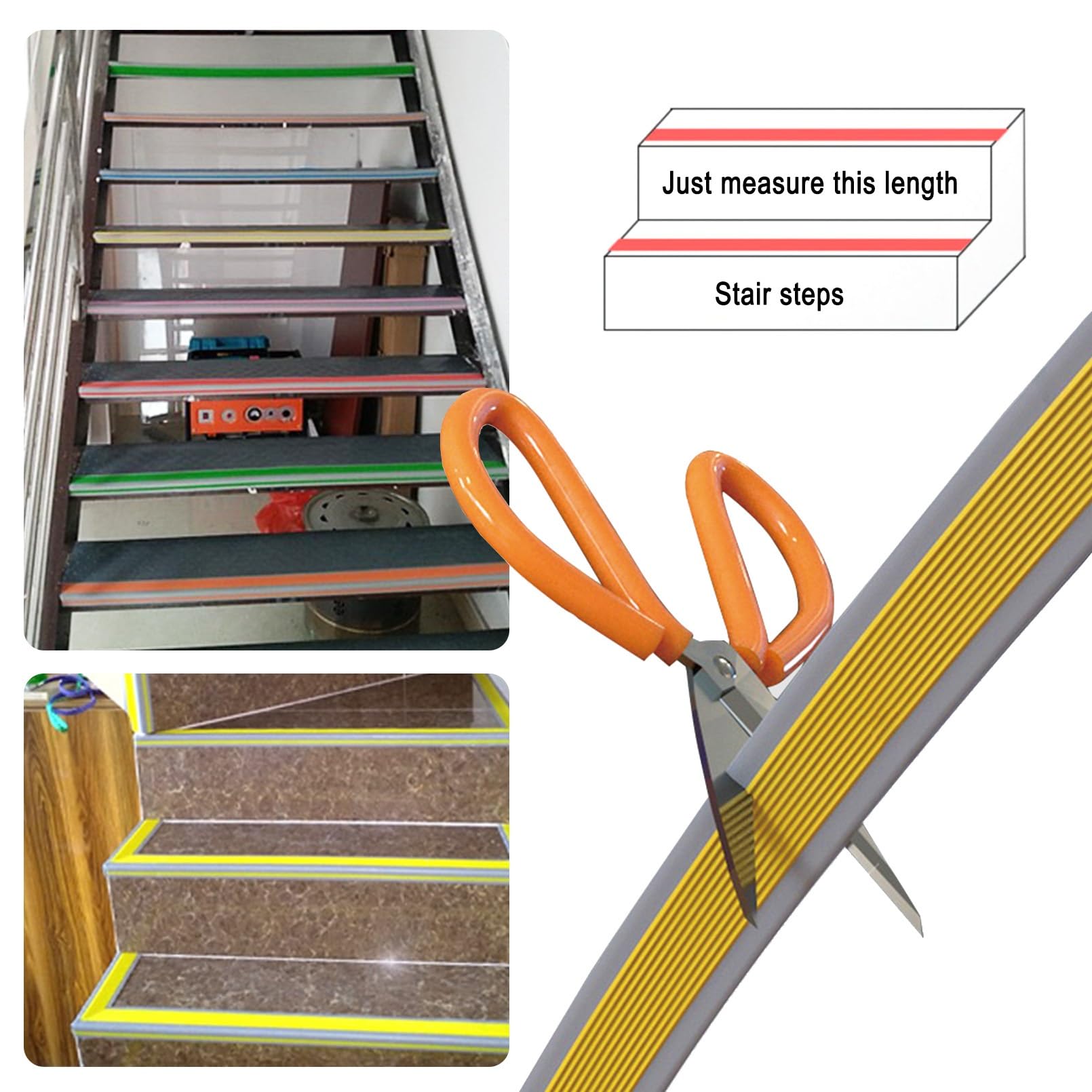 Perfil de Ángulo L Para Escaleras, Perfil de Borde de Escalera Antideslizante de Plástico PVC, Para Escaleras Interiores Y Exteriores, Tiras Antideslizantes Para Peldaños de Bordes de Escaleras(Grayis