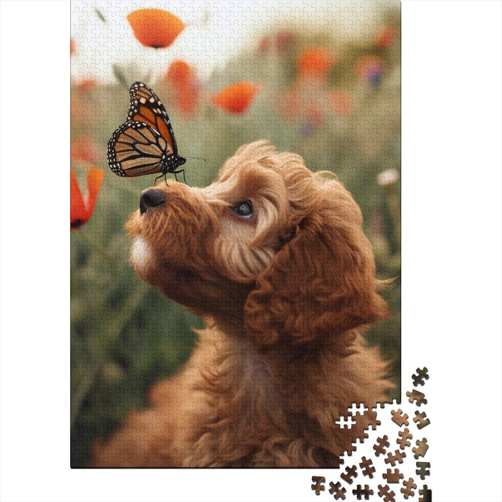 DHBANEIOK Cockapoo Jigsaw Puzzle for Adults 1000 Pieces Recycled Board Picture Puzzle - Precision Cut 1000 Piece Jigsaw Puzzles Great Gift For All Ages 1000pcs (75x50cm)