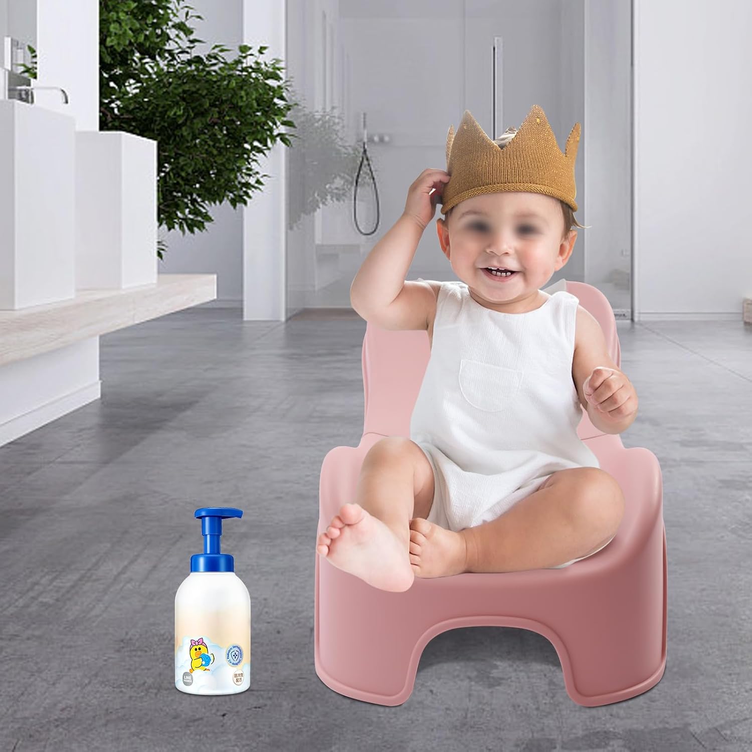 Foldable Baby Shampoo Chair with Retractable Headrest, 66.14 lbs Kids Bath Chair, 5-Position Adjustable Hip Rest Bedside Washing Seat,Disabled Toddler Bath Chair