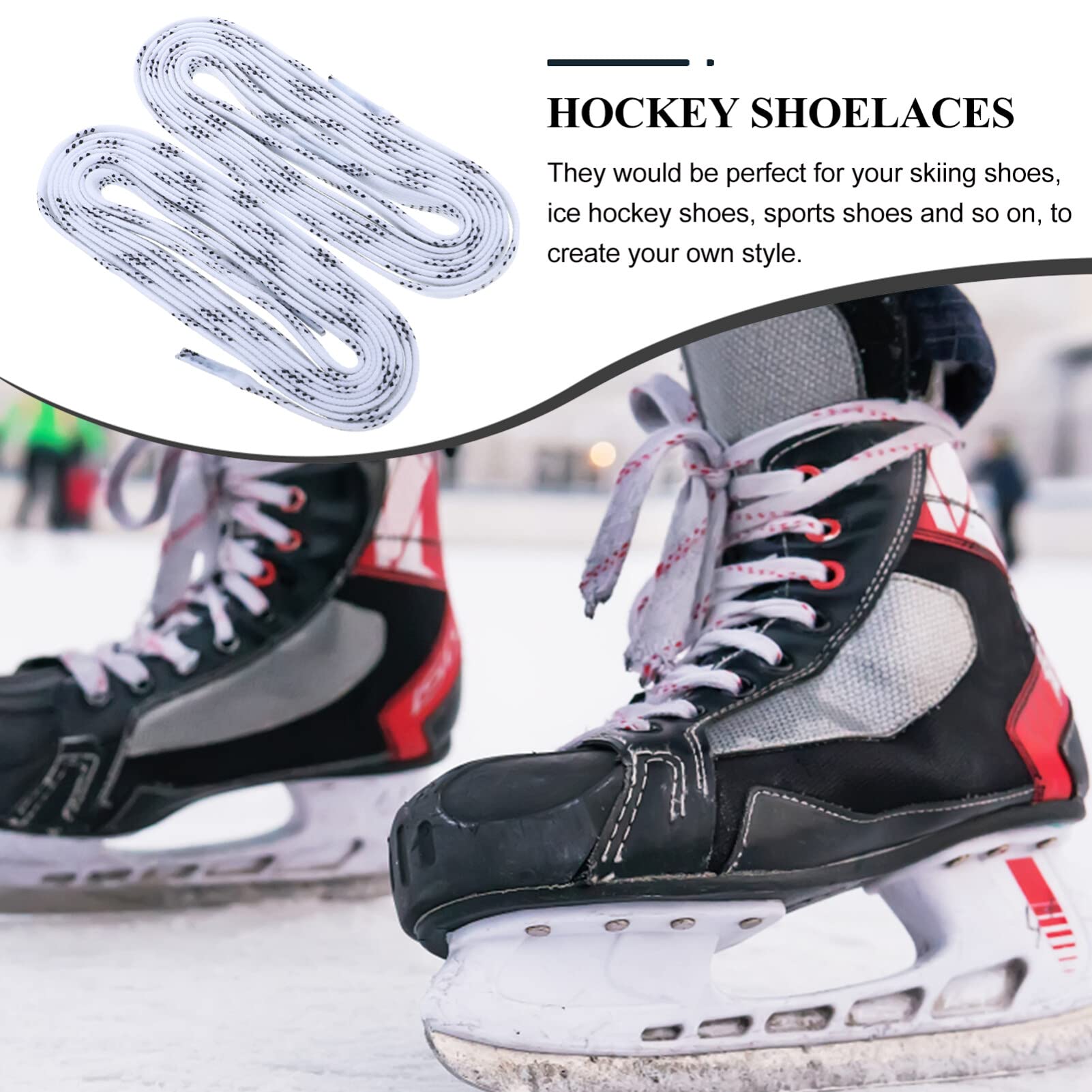 Gewachste Eishockey-Schnürsenkel – Lange, Strapazierfähige Schnüre Für Schlittschuhe & Skischuhe | 243 Cm, Polyester