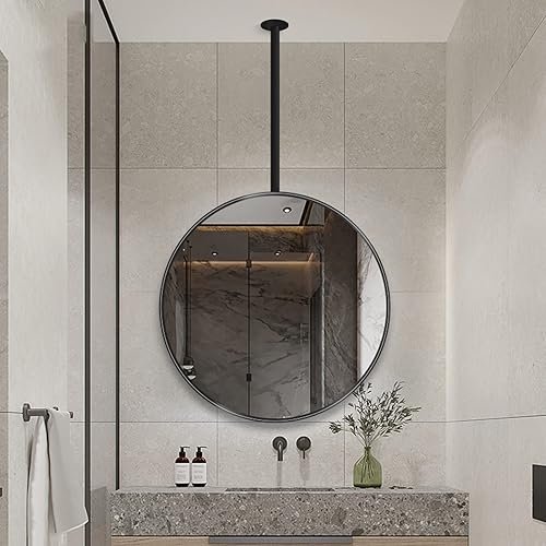Espejo redondo de metal para montar en el techo, espejo con barra para colgar en el techo, espejos decorativos de baño, espejos creativos grandes de