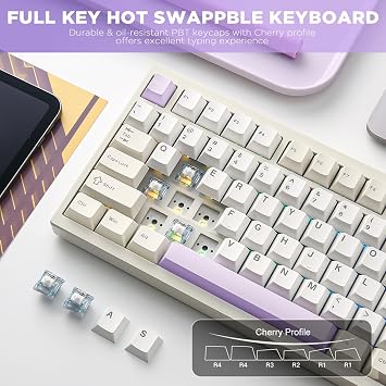 YUNZII AL80 Wireless Mechanical Keyboard, Full Aluminum CNC, Smart LCD Display, Hot Swappable Gasket Mount 75% Layout with Knob, BT/2.4G/USB-C,QMK/VIA Support for Win/Mac (beige, zero linear)