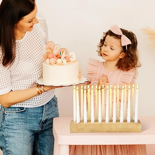Miniatura 4 de Mumufy Portavelas cónicos de madera de 18 pulgadas de largo para fiesta de cumpleaños, centro de mesa, centro de mesa, portavelas de madera gigante,