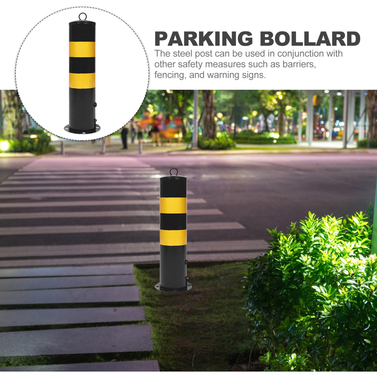 Housoutil Poteau Parking de Sécurité en Acier Noir, Colonne D’avertissement Anticollision, Résistance à L’oxydation et Protection pour Parking et Allée