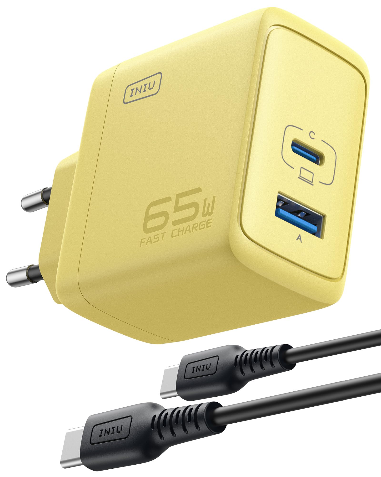 INIU 65W USB C Ladegerät, 3-in-1 Schnellladegerät, GaN PD Netzteil Mehrfach Adapter für iPhone 17 16 15 Pro Max, MacBook Air iPad Pro, Samsung S25 S24 S23 Ultra, Pixel 9 8, Xiaomi