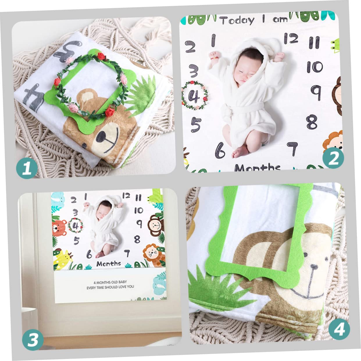ibasenice Coperta Fotografica in Flanella per Bambino Bambina 3 Elementi per Foto Ricordo e Decorazione Cameretta
