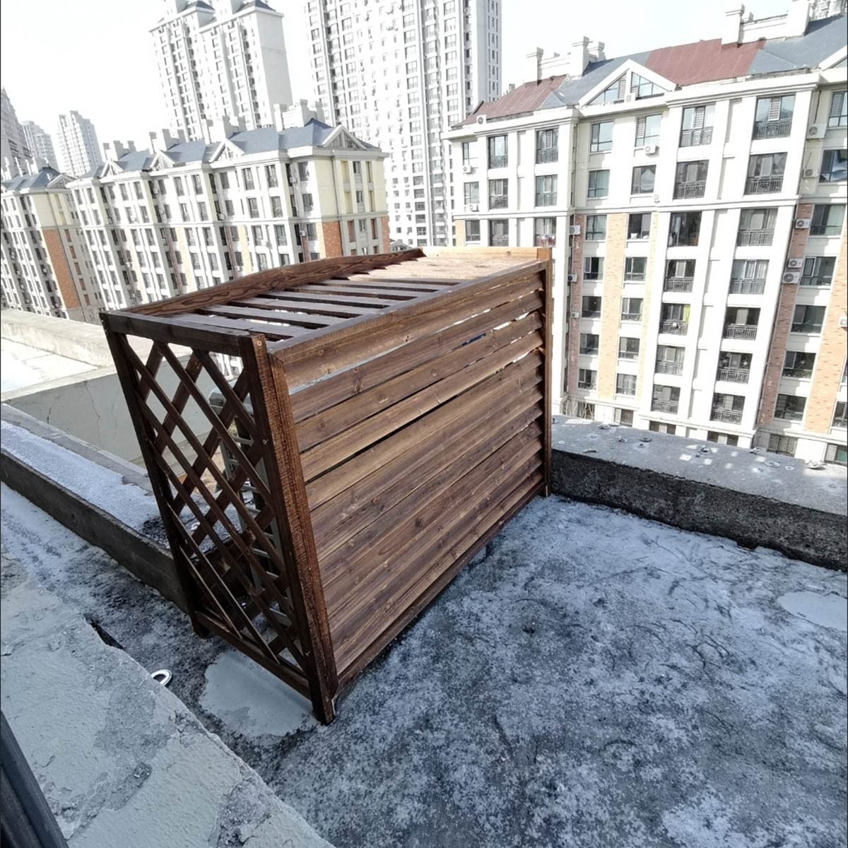 Support De Climatiseur En Bois, Bois Massif Cache Climatiseur Extérieur, Couvertures De Climatisation Extérieure, Couvercle De Protection Pour Climatiseur, Imperméable, Anti-UV (Size : 86x35x80cm)