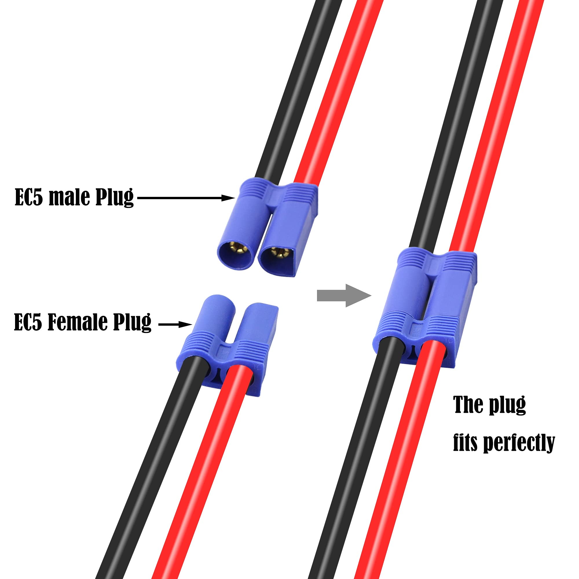 Cavo connettore 10AWG EC5 a O per avviatore di emergenza batteria auto, filo di rame, supporta sistemi di tensione 12 V 24 V