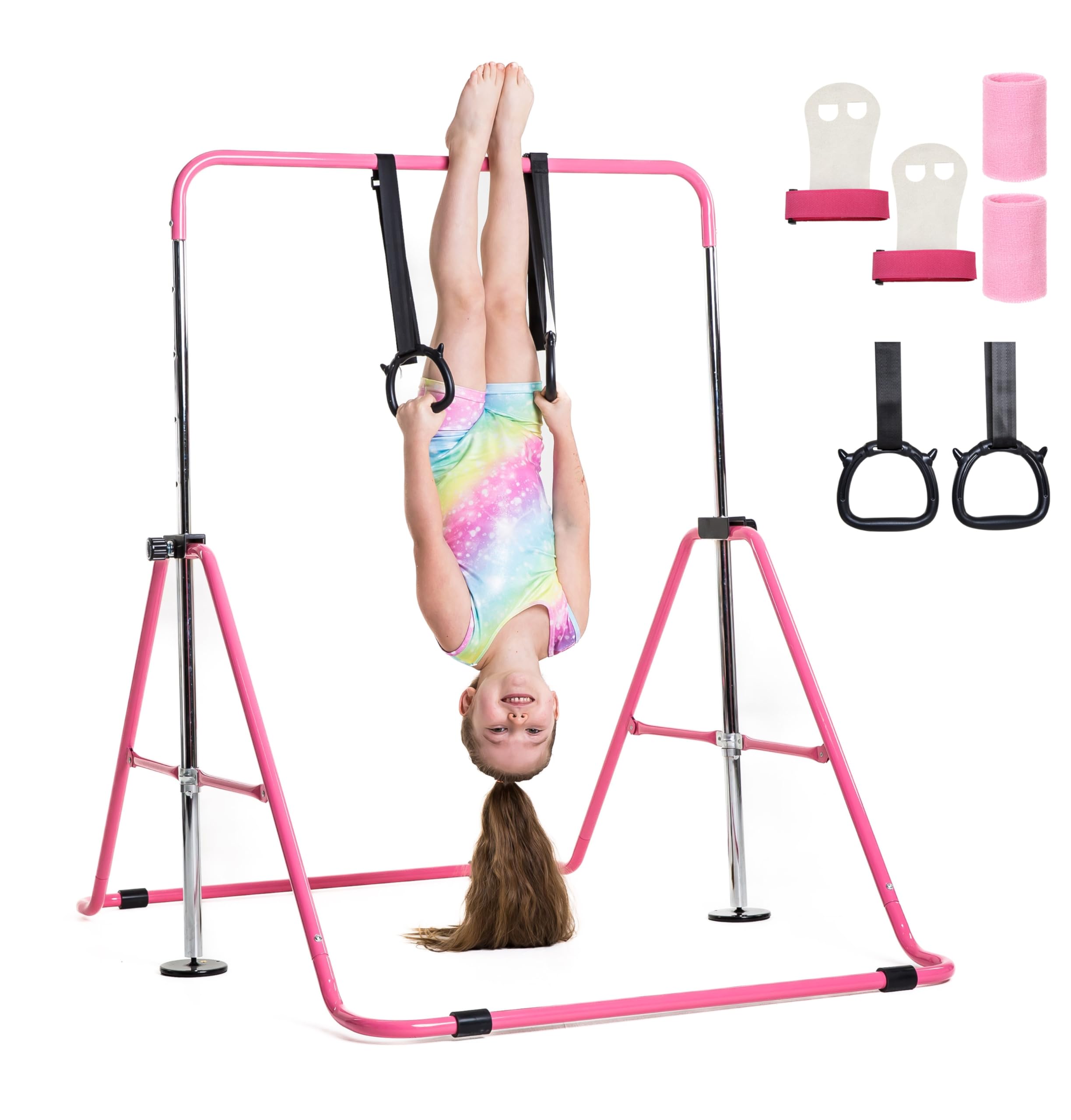 Reckstange Indoor Kinder Höhenverstellbar für Zuhause – Turnstange Kinder Stabil & Sicher – Gymnastikstange mit Ringen & Griffen – Turnreck Kinder Robust