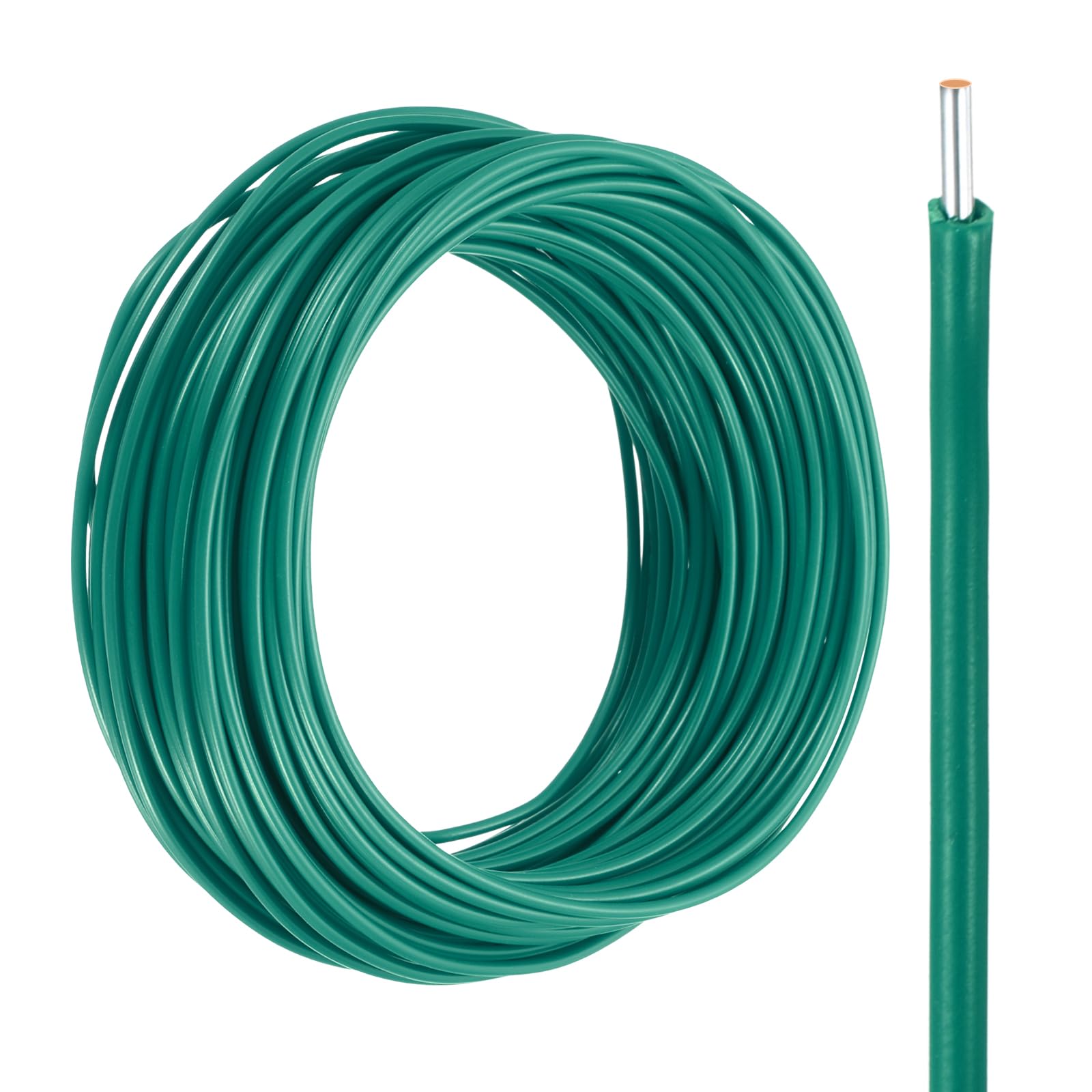 sourcing map UL1007 Solid Core Wire, 20 Gauge 50FT 300V 20 AWG Electrical Wire Tinned Copper PVC 80 Degree High Temp Internal Wiring for Fixed Installations, Appliances, Green