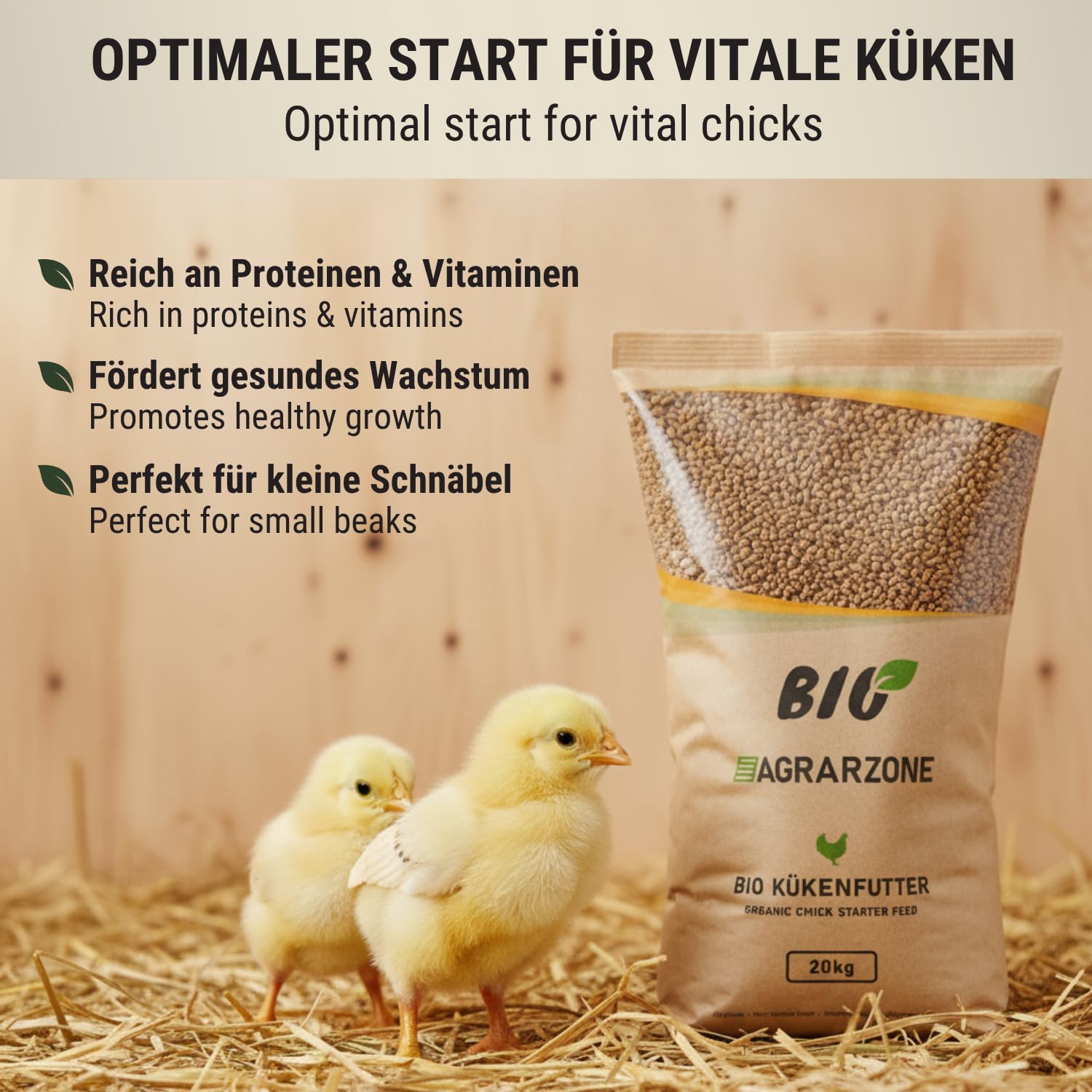 Agrarzone Bio Kükenfutter Starter 20 kg Hühner Geflügel Küken Aufzucht