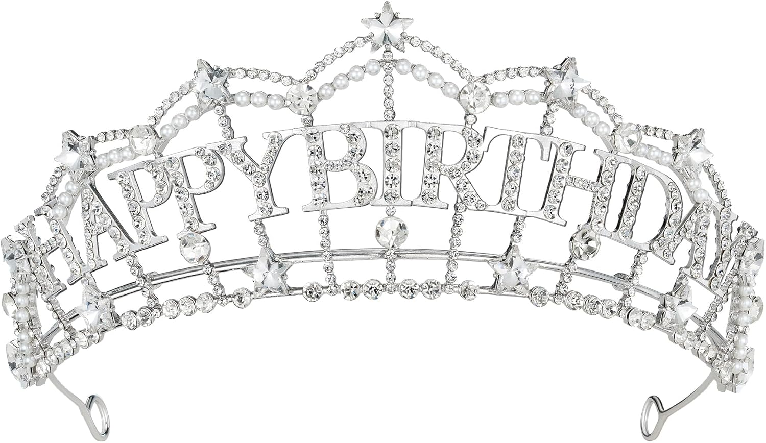 SWEETV For Your Day Birthday Crown for Women, Crystal Princess Tiara for Birthday Wedding Bachelorette Prom Party Cosplay