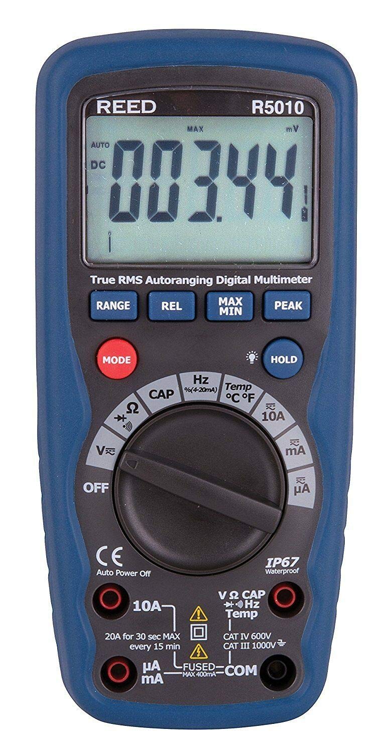 REED Instruments R5010 True RMS Waterproof Digital Multimeter, Blue/Black