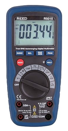 REED Instruments R5010 True RMS Waterproof Digital Multimeter, Blue/Black