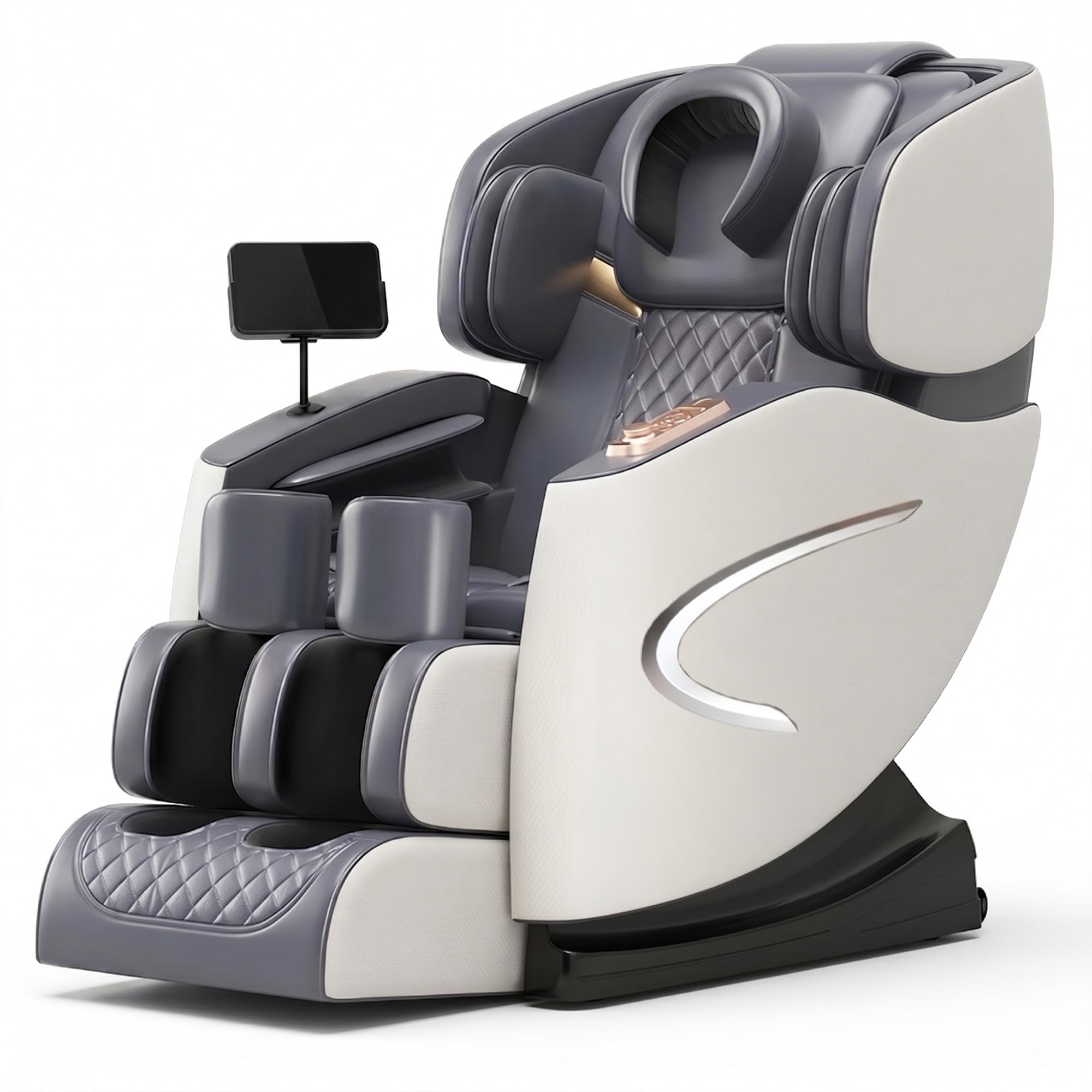 Poltrona Massaggiante 3D Corpo Completo con Zero Gravity, Scansione IA, Massaggio ad Aria 360°, Riscaldamento, Altoparlanti Bluetooth, Schermo Touch LCD, Senza Montaggio(Gray)
