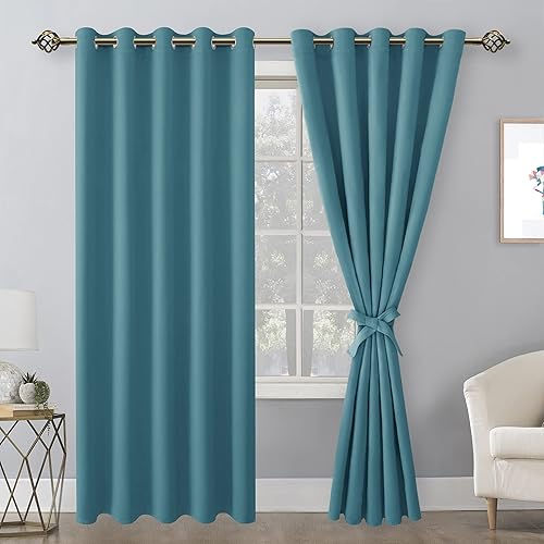 Miniatura 2 de Hiasan Cortinas opacas para dormitorio, 60 x 84 pulgadas de largo, cortinas de ventana con aislamiento térmico y bloqueo de luz para sala de estar,