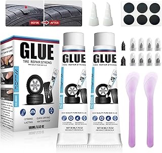 100ML Tire Repair Glue Tire Sidewall Repair Glue Black Rubber Cement Tire Repair Two Sizes Tire Repair Nail for Car, Motorcycle, Bike, Off-Road, Truck, Tractor