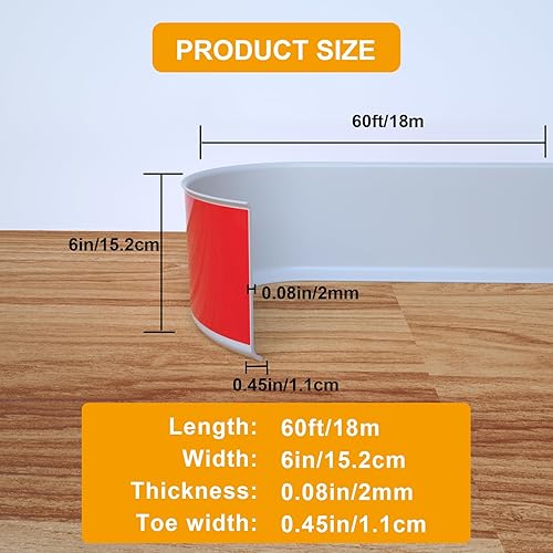 Miniatura 9 de NeatiEase Flexible Baseboard Molding Trim, 4 Inch(W) x 40 Feet(L) Self-Adhesive Vinyl Wall Base Cove Base, Peel and Stick Rubber Wall Base Moulding