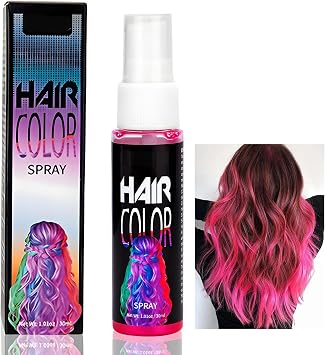 Temporary Hair Colour Spray, Bright Pink, 30 ml Pump Bottle for Accents | Targeted application to selected sections, creates ombr -style looks for parties, festivals, events and creative styling